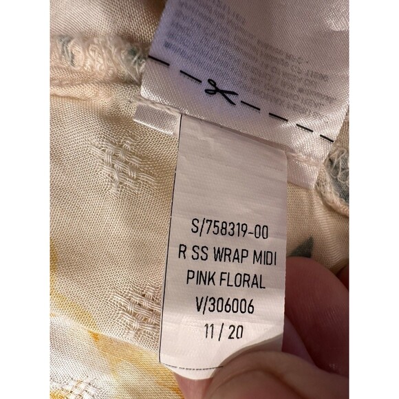 Old Navy rap Mid  Dress Women 3X Multi Pink‎  Floral layered Cotton Wrap V Neck - Picture 13 of 13